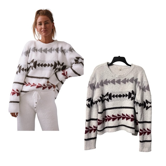 POL Aztec Print Sweater Loungewear Top Size Large - Picture 1 of 8